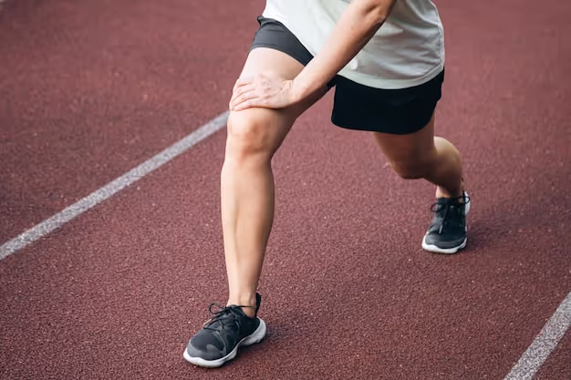 Sports stretching and exercise with a woman outdoor on a track athlete woman at stadium for legs stretch fitness and muscle warm up or body wellness